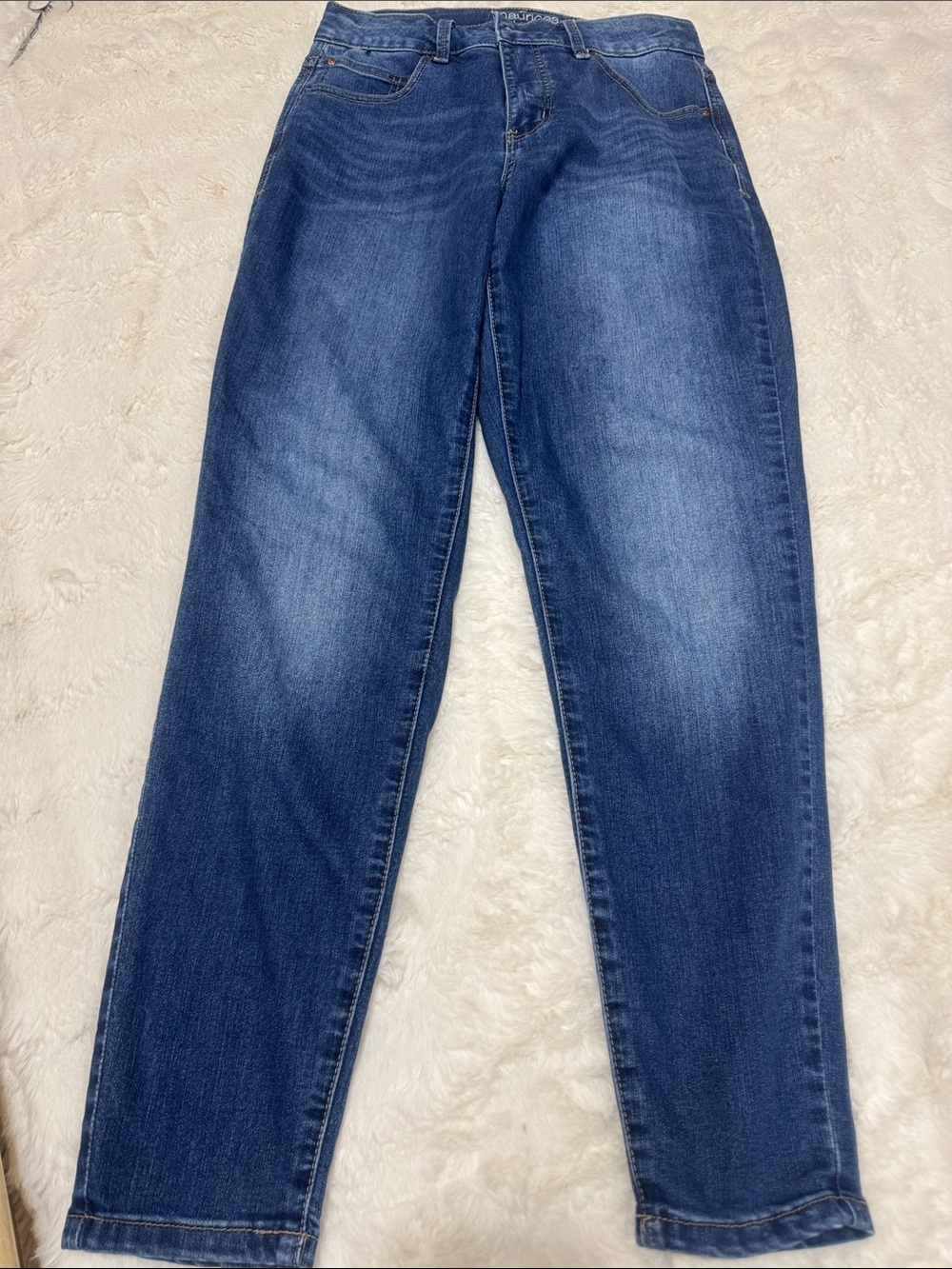 Maurices Everflex High Rise Straight Leg Jeans in Dark Blue Wash